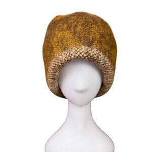 Kizlanc Womens Brown Wool Handmade Knit Beanie Hat Soft Lightweight Warm Winter